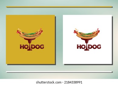 Hot dog logo badge design