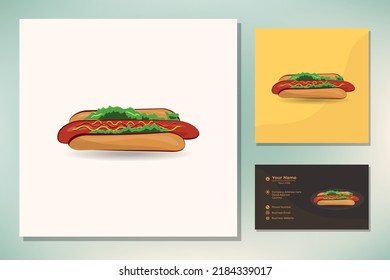 Hot dog logo badge. Hot dog illustration vector