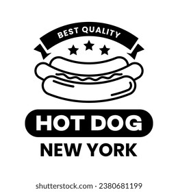 Hot dog logo design template isolated. Retro hot dog logo vector