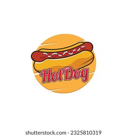 Hot dog Logo Minimalist Design. Fast Food Icon, or For Restaurant.