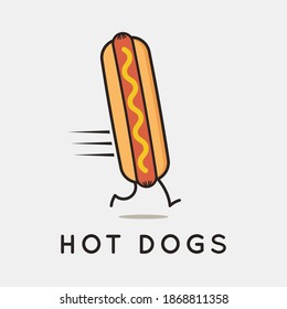 Hot Dog Logo. Running Hotdog On White Background