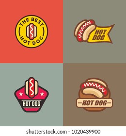 Hot dog logo set vector