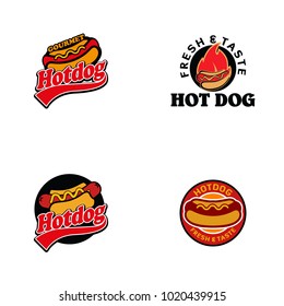 Hot dog logo set vector