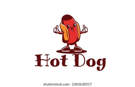 Hot Dog Logo Vector character logo template design, badge for fast food restaurant, fresh look for your business