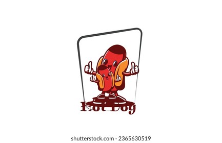 Hot Dog Logo Vector character logo template design, badge for fast food restaurant, fresh look for your business