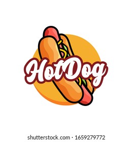 Logo für Hot Dog, Illustration der Vektorillustration, Logo für Lebensmittel