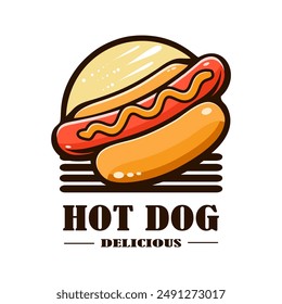 Hot dog logo vector illustration template, with shadow line
