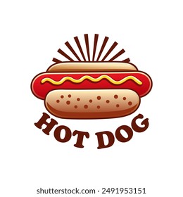 Hot dog logo vector illustration template, with an abstract circle background