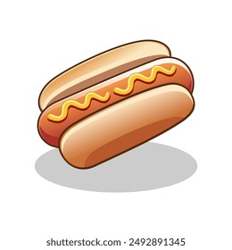 Hot dog logo vector illustration template in white background, with shadow