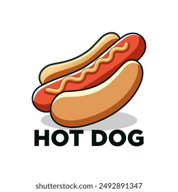 Hot dog logo vector illustration template in white background, with shadow