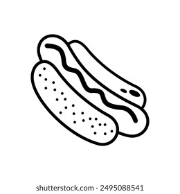 Hot dog logo Ilustración vectorial Plantilla dibujo a mano, blanco y negro