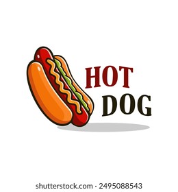 Hot Dog Logo Vektorillustration Vorlage, mit Schatten