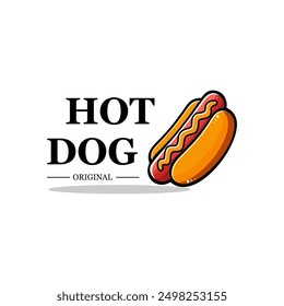 Hot dog logo vector illustration template, with shadow