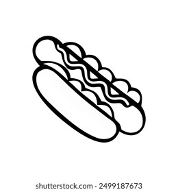 Hot dog logo vector illustration template hand draw, black and white