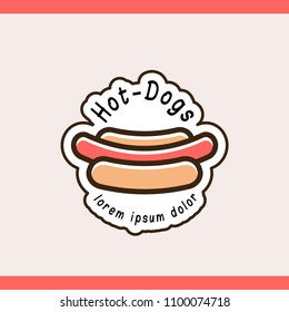 Hot dog logotype template for web and print design with trend stamp effect