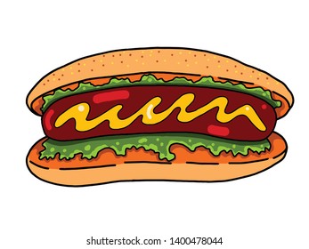  A hot dog is a long bread roll with a hot sausage inside it.