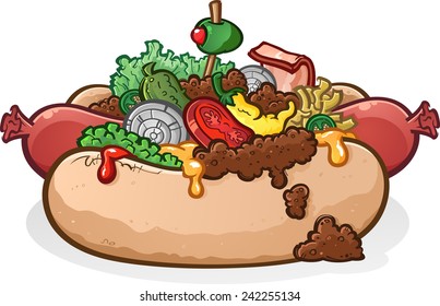 Hot Dog With Lots of Toppings