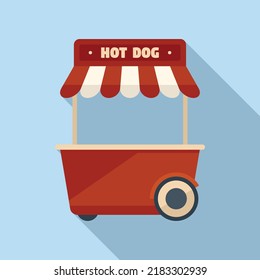 Hot dog market icon flat vector. Cart food. Snack seller