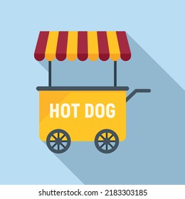 Hot dog market icon flat vector. Snack shop. Stall kiosk