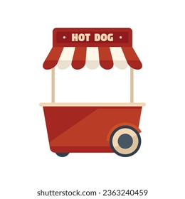 Hot dog market icon flat vector. Cart food. Snack seller isolated