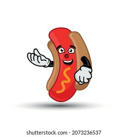 Hot dog mascot cartoon character. illustration flat style. design template vector