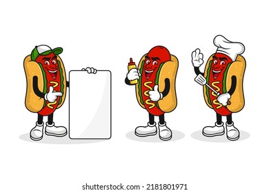 Hot dog mascot cartoon character design collection