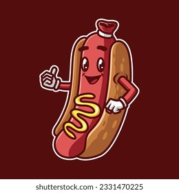 Hot dog mascot logo vector Illustration