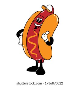 Hot dog food mascot cartoon Royalty Free Vector Image