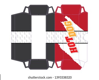 hot dog modern packaging design with Die-cut Template
