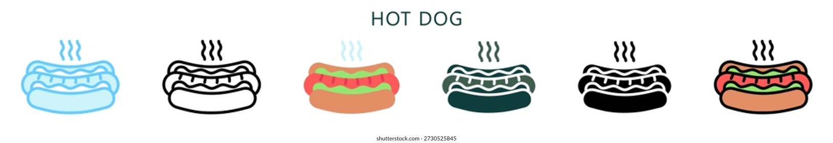 Hot Dog Multi Style Icon. Mini Illustration Relate To Food, Gastronomy. Use For Modern Concept, Ui, Ux Web And App Development.
