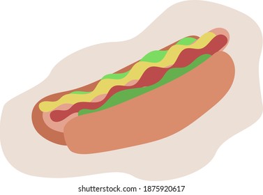 Hot Dog With Mustard Hand Drawing vector