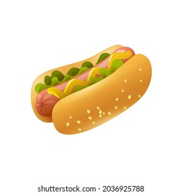 Hot Dog mit Senf isoliert. Vektorgrafik 
