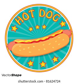 Hot dog with mustard and ketchup ad design offer vector illustration