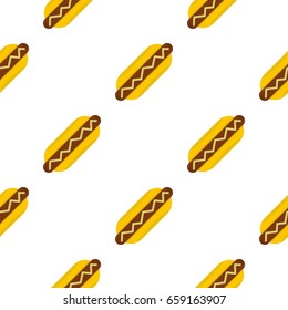 Hot dog with mustard pattern seamless for any design vector illustration