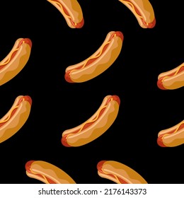 Hot Dog with mustard seamless pattern