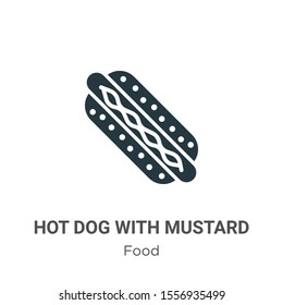 Hot dog with mustard vector icon on white background. Flat vector hot dog with mustard icon symbol sign from modern food collection for mobile concept and web apps design.