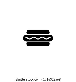 Hot dog with mustard vector icon in black solid flat design icon isolated on white background