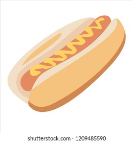 Hot dog with mustard. Vector illustration