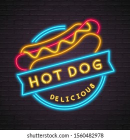 Hot Dog Neon Light Glowing Neon Stock Vector (Royalty Free) 1560482978