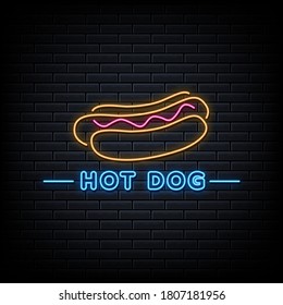 Hot dog neon sign, neon style