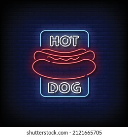 Hot Dog Neon Signs Style Text Vector