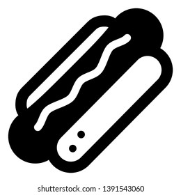 Hot Dog On Bun Vector Icon