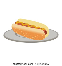 Hot dog on dish