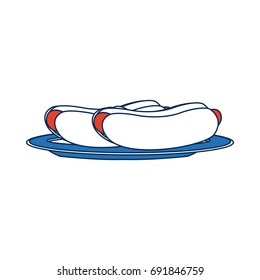 hot dog on plate kitchenware bun and sausage and mustard