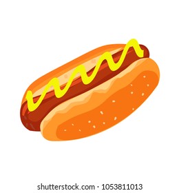 Hot dog is on a white background.