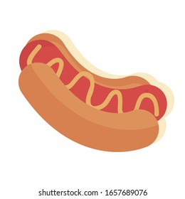 Hot Dog on white background. Vector illustration in trendy flat style. EPS 10.