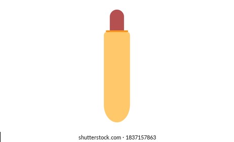 hot dog on white background, vector illustration. vertical bun with a hole, inside a sausage. french hot dog, fast food food from a food truck. quick fast food lunch, hearty high-calorie snack, junk