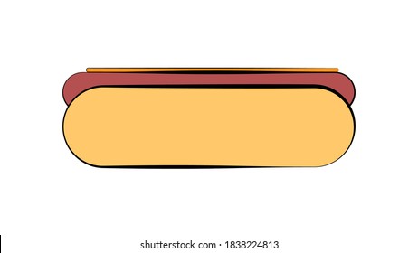 perrito caliente sobre fondo blanco, ilustración vectorial. bollo con salchicha, bocadillo insalubre. un sándwich para el almuerzo con un abundante relleno de queso, carne y hierbas. comida rápida, bocadillo de alta caloría.