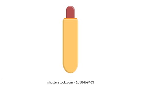 hot dog on white background, vector illustration. vertical bun with a hole, inside a sausage. french hot dog, fast food food from a food truck. hearty high-calorie snack, junk food.