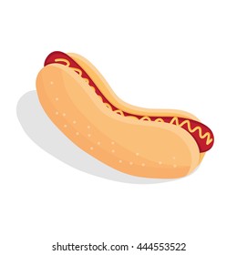 Hot dog on the white background.